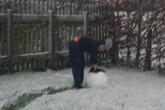 Toby Rolling a Snowball